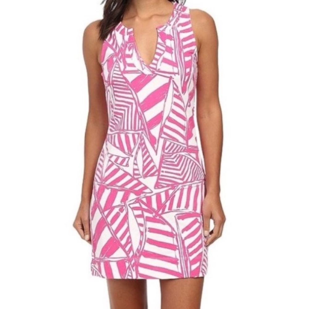 Lilly Pulitzer Estrada Shift Dress Pink and White Print size Small